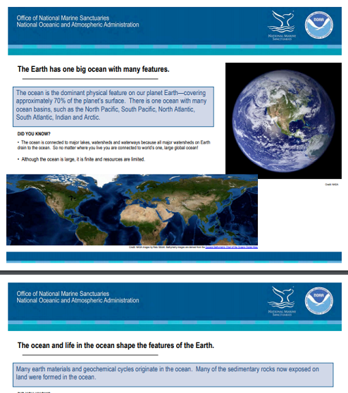 NOAA activity on ocean literacy