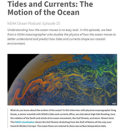 NOAA podcast on tides and currents